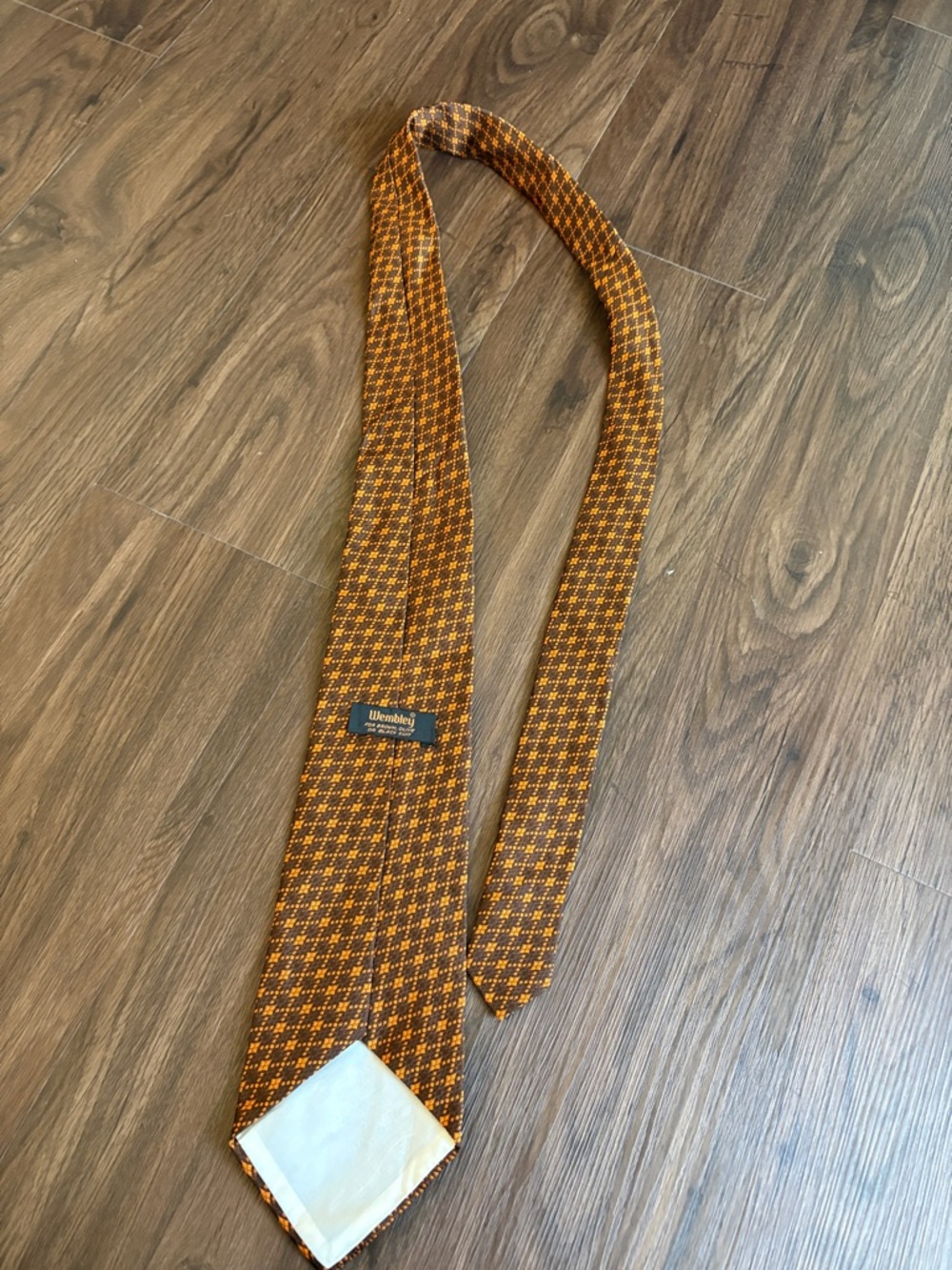 Wembley Brown and Orange Geometric Silk Tie - Picture 3 of 3